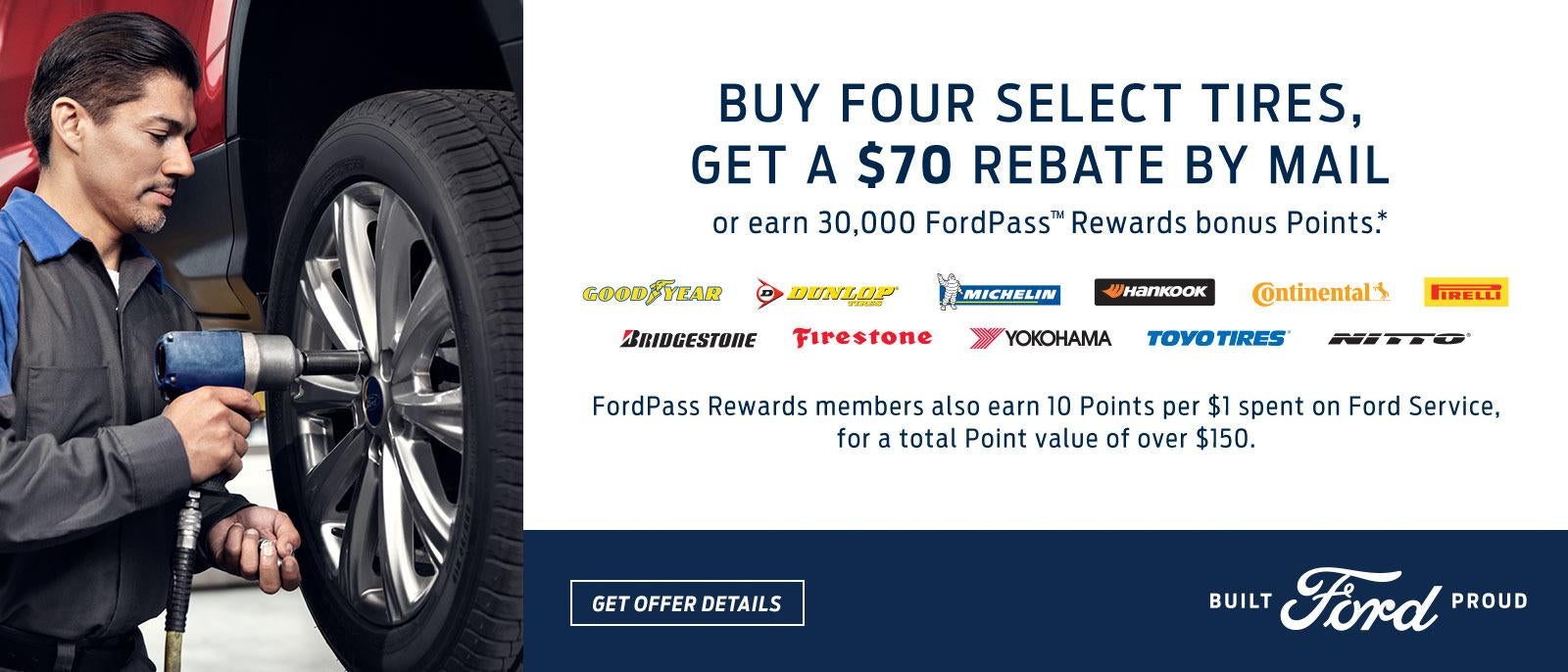 Buy Four Select Tires and Get a $70 Rebate 